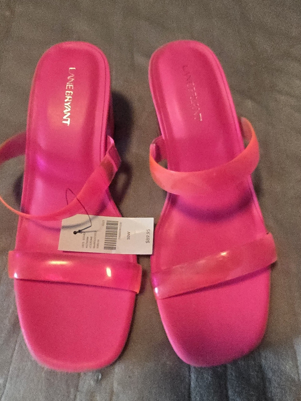 Lane Bryant Hot Pink Clear Strap Slide Sandals
